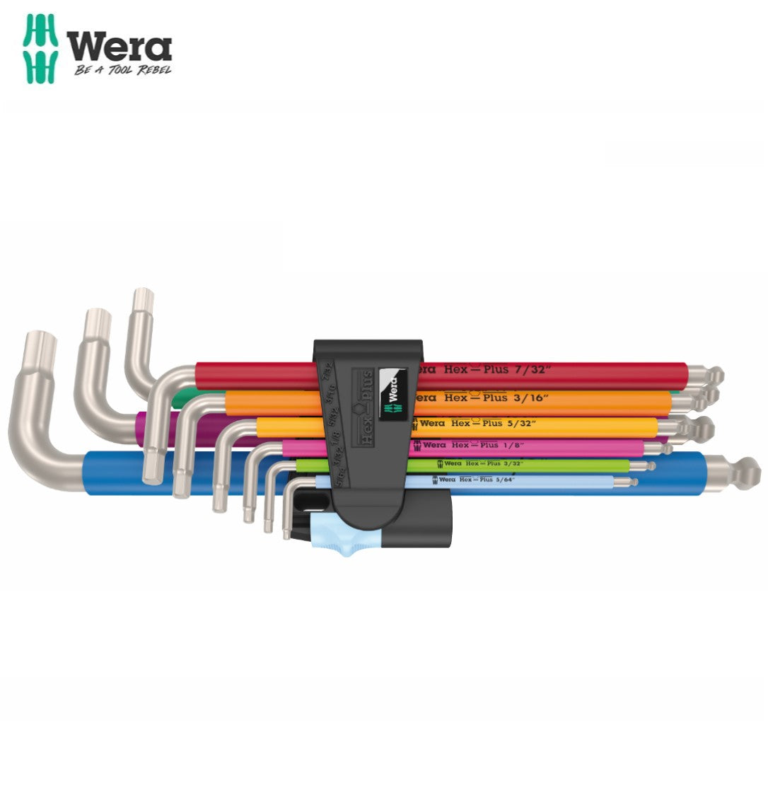 Wera 3950/9 Hex-Plus Multicolour Imperial Stainless 1, imperial, stainless steel, 9 pieces 05022860001