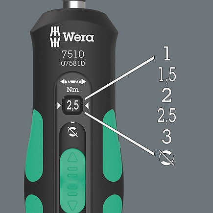 Wera 7510 Kraftform Safe-Torque Speed Torque screwdriver, 1-3 Nm 05075810001