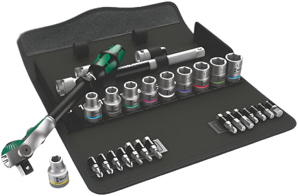 Wera 8100 SC 6 Zyklop Speed Ratchet Set, 1/2" drive, metric, 28 pieces 05004076001