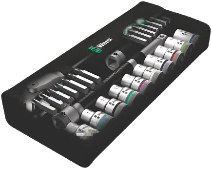 Wera 8100 SC 6 Zyklop Speed Ratchet Set, 1/2" drive, metric, 28 pieces 05004076001