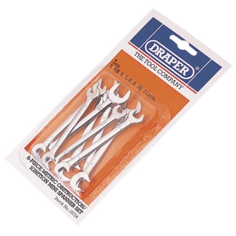 Draper 8 Piece Metric Ignition Mini Spanner Set 19754