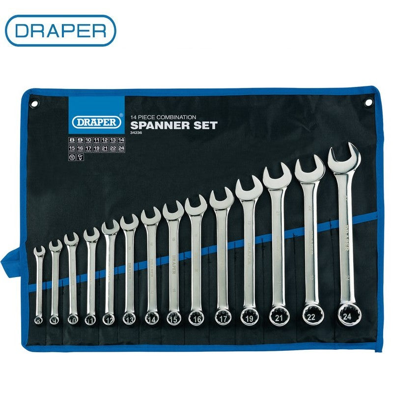 Draper 14 Piece HI-TORQ® Metric Combination Spanner Set 34236