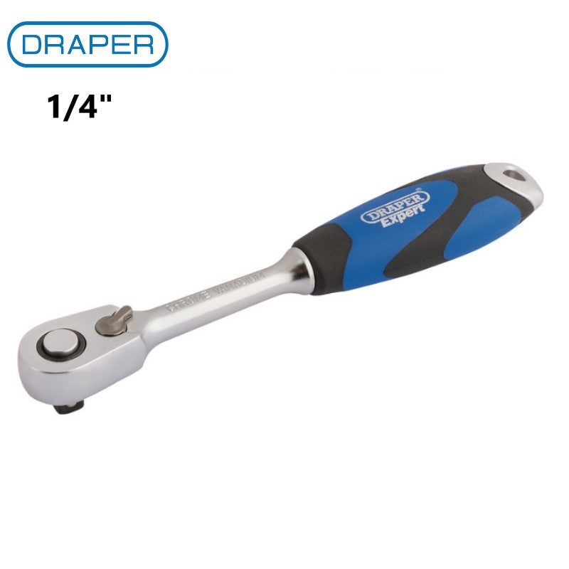 Draper Expert 1/4" Sq. Dr. 60 Tooth Micro Head Reversible Soft Grip Ratchet 26514