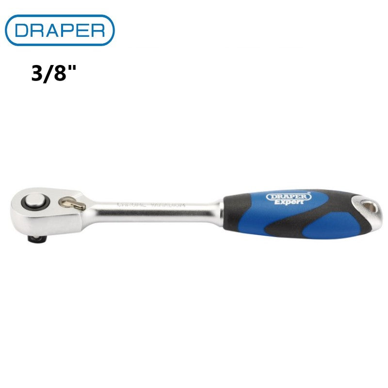 Draper Expert 3/8" Sq. Dr. 60 Tooth Micro Head Reversible Soft Grip Ratchet 26515