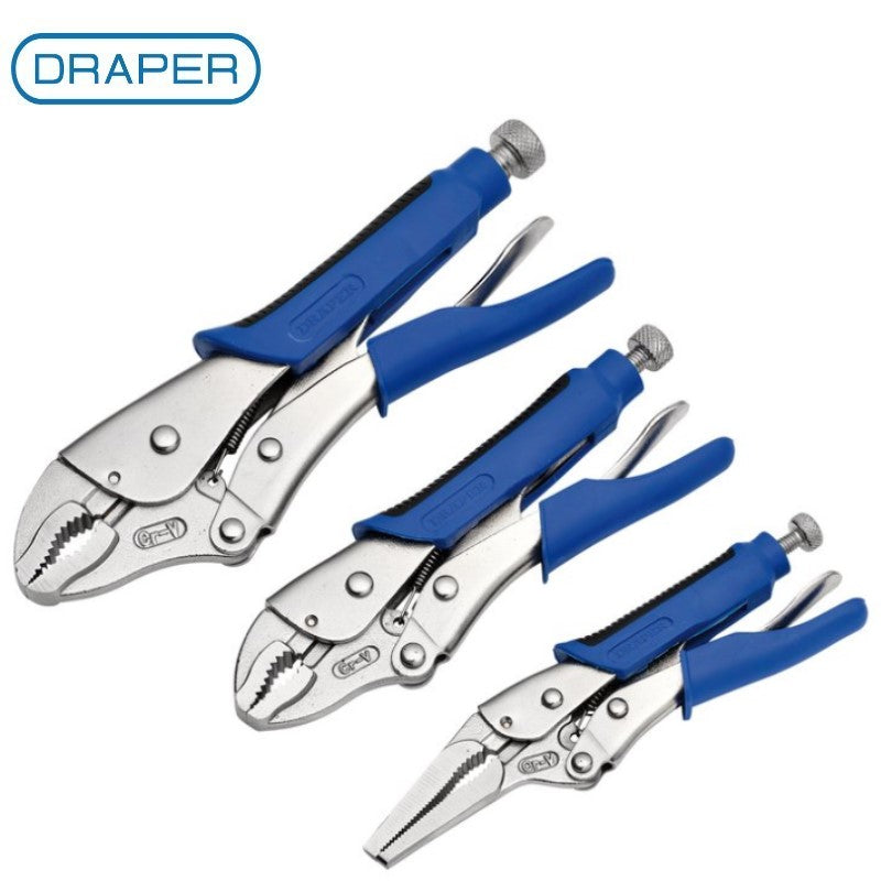 Draper 3 Piece Soft Grip Self Grip Pliers Set 88293