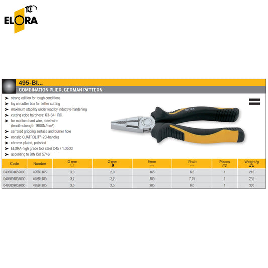 495-BI Elora Combination Pliers, German Pattern