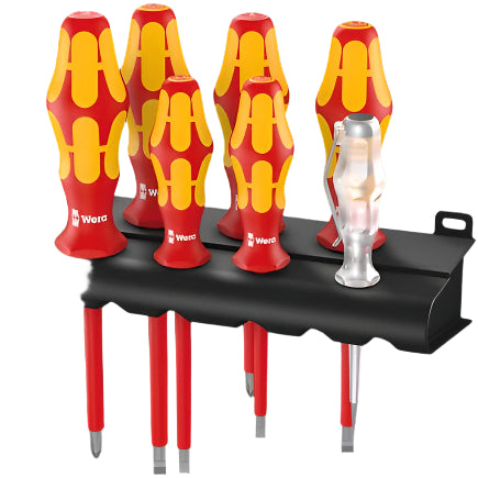 Wera 160 i/7 Screwdriver Set Kraftform Plus Series 100, Tester and rack, 7 pieces 05006147001