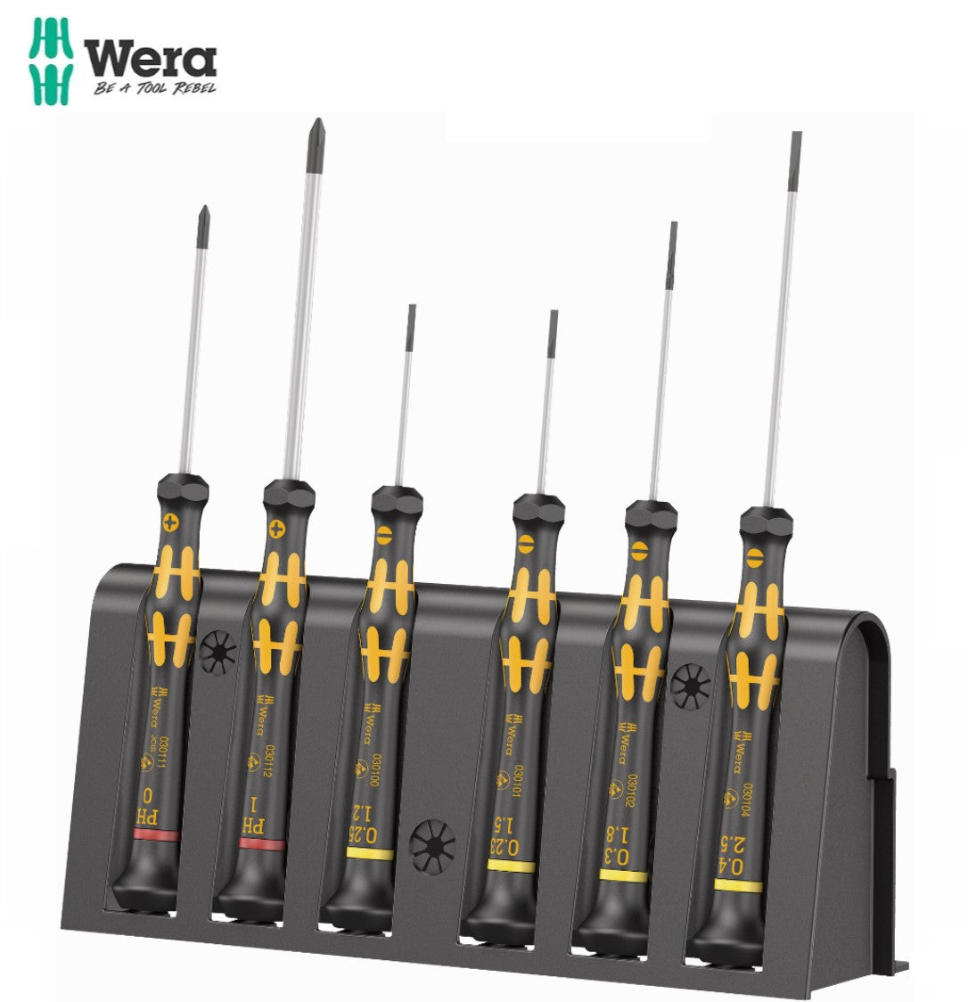 Wera 1578 A/6 ESD Screwdriver Set and Rack for Electronic Applications, 6 pieces 05030170001