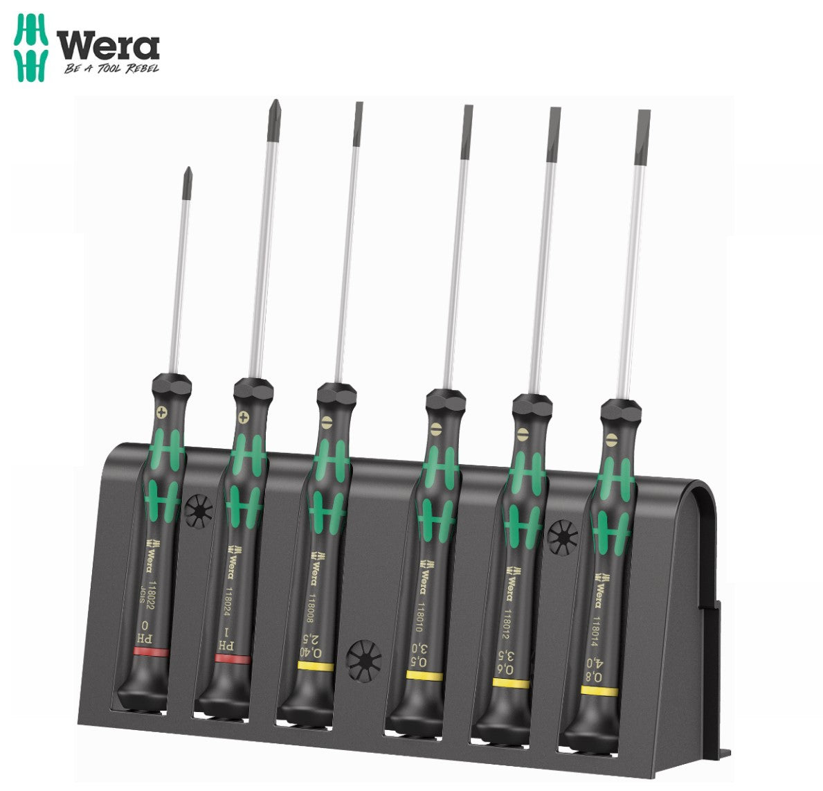 Wera 2035/6 B Screwdriver Set and Rack for Electronic Applications, 6 pieces 05118152001