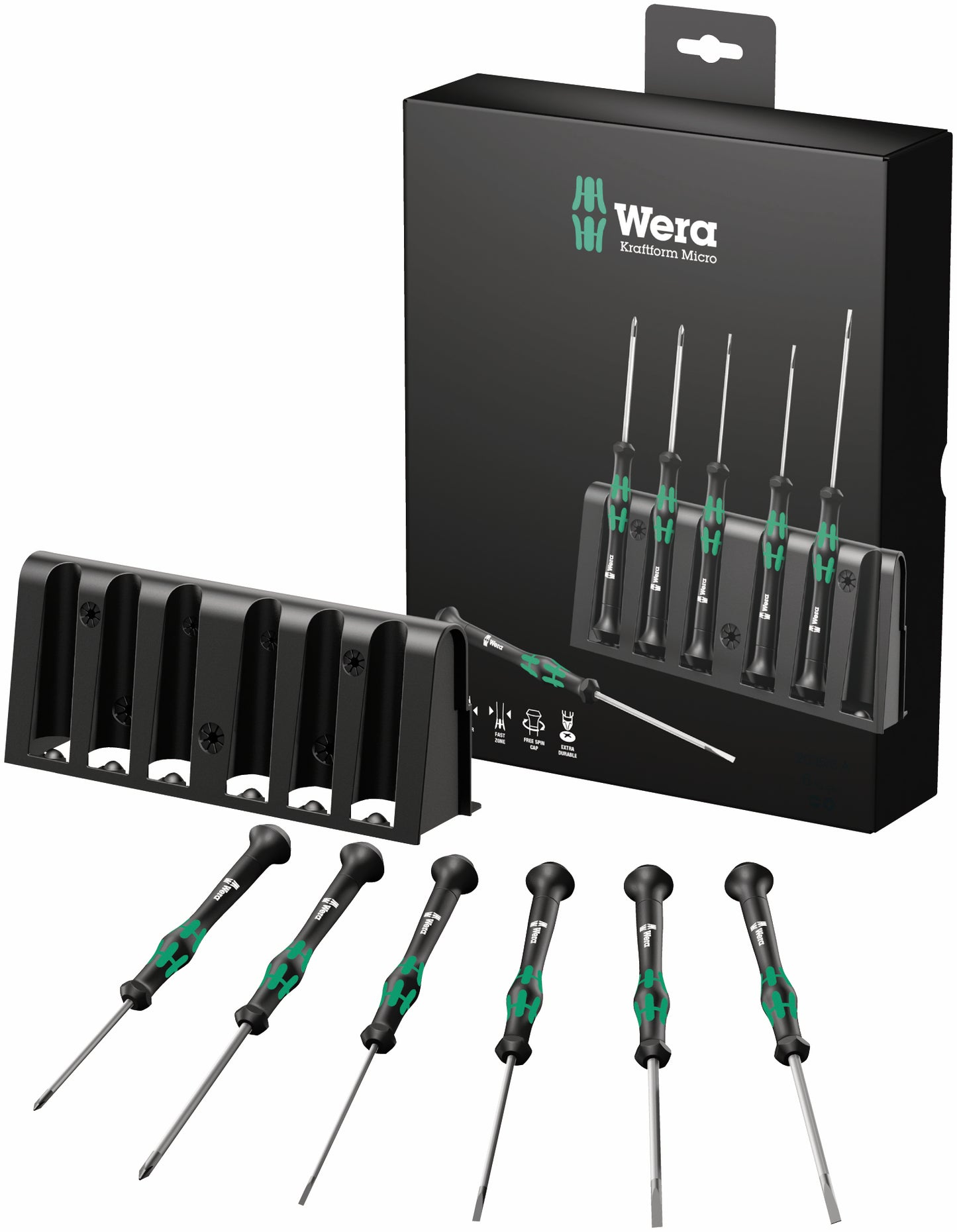Wera 2035/6 B Screwdriver Set and Rack for Electronic Applications, 6 pieces 05118152001