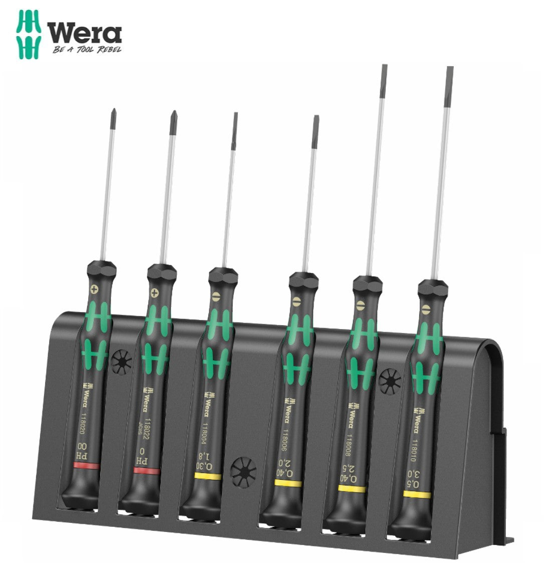 Wera 2035/6 A Screwdriver Set and Rack for Electronic Applications, 6 pieces 05118150001