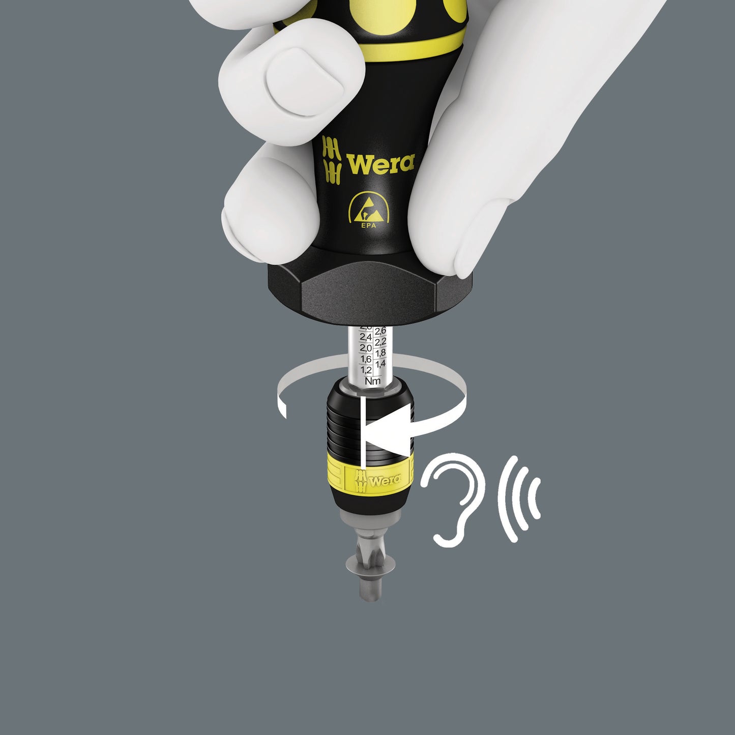 Wera Series 7400 ESD Kraftform Adjustable Torque Screwdrivers with Rapidaptor Quickrelease Chuck