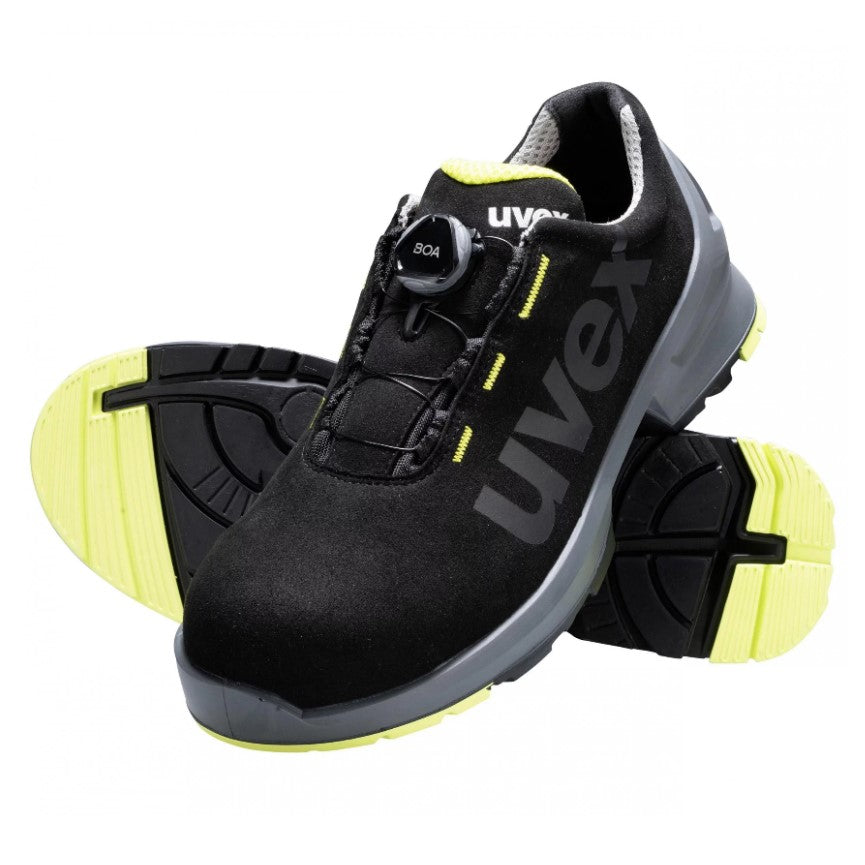 uvex 1 Shoe S2 SRC with BOA® Fit System Low Shoe 6566, Black/Lime S2