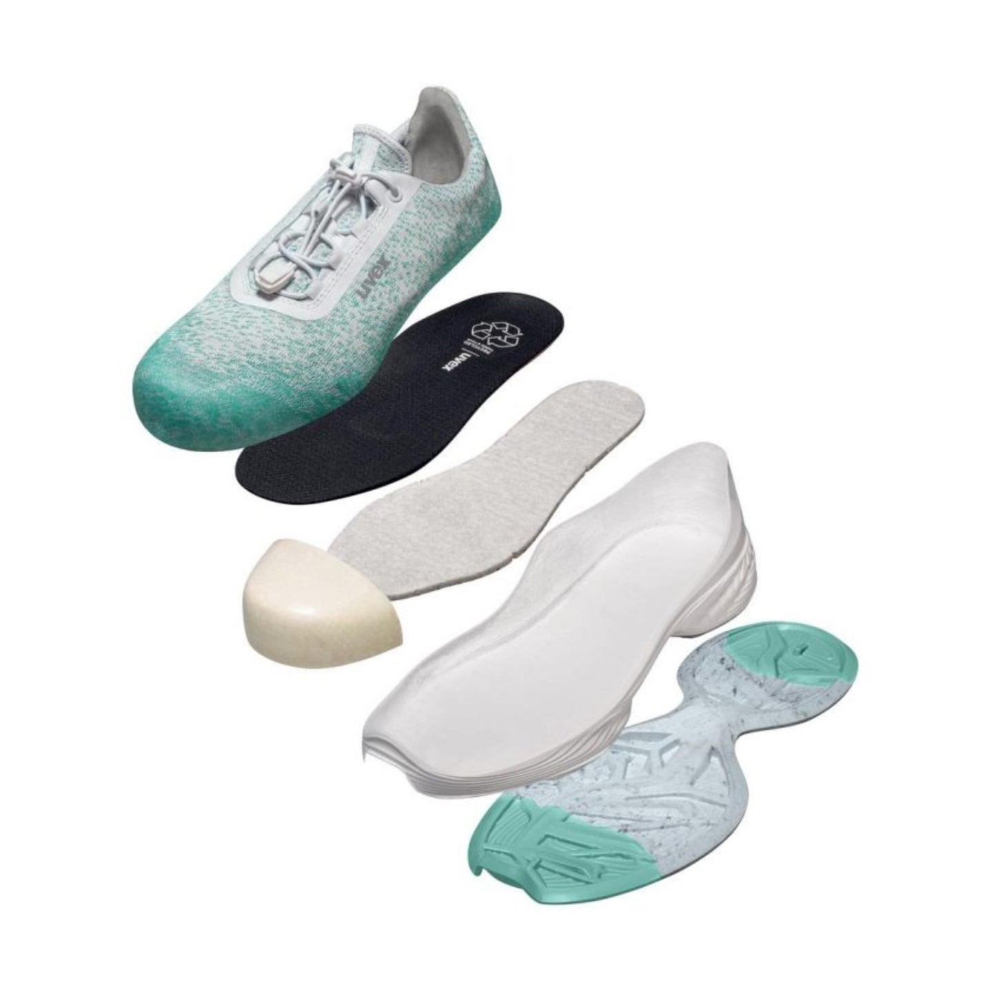uvex 1 G2 Planet Safety Shoe, Low Shoe 6823 , White/ Light Green S1 P