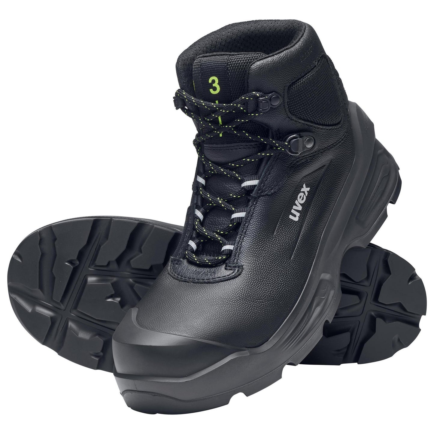 uvex 3 Safety Shoes, Mid Cut Laced Boots 6874, Black S3L