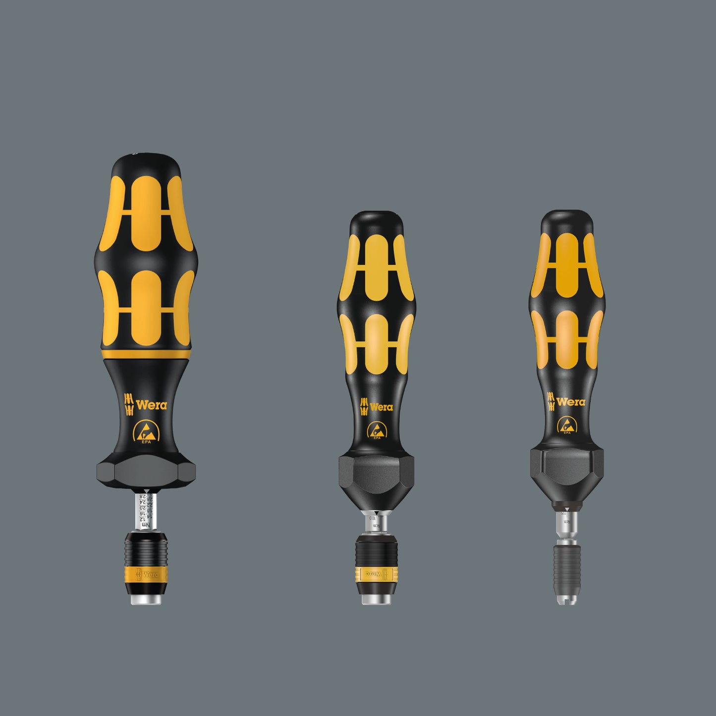 Wera Series 7400 ESD Kraftform Adjustable Torque Screwdrivers with Rapidaptor Quickrelease Chuck