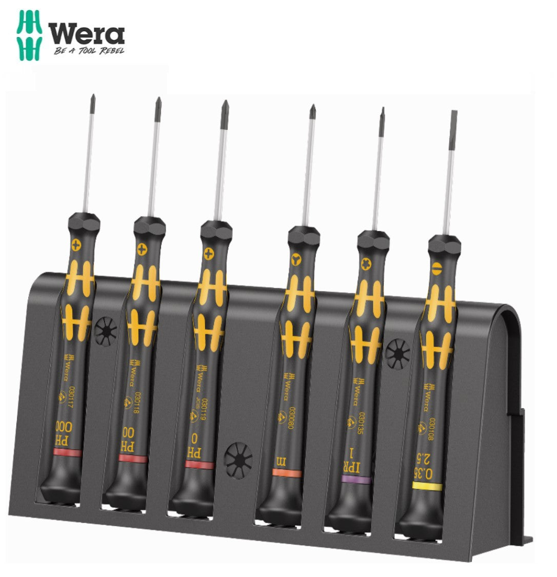 Wera 1550/6 ESD Screwdriver Set and Rack for Electronic Applications, 6 pieces 05030180001